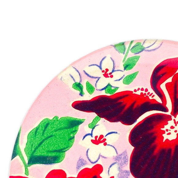 Vintage 1950's Wrapping Paper Upcycled Pocket Purse Mirror 3" - Picture 7 of 10